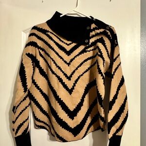 Nicole Miller Black and Tan Zigzag Sweater